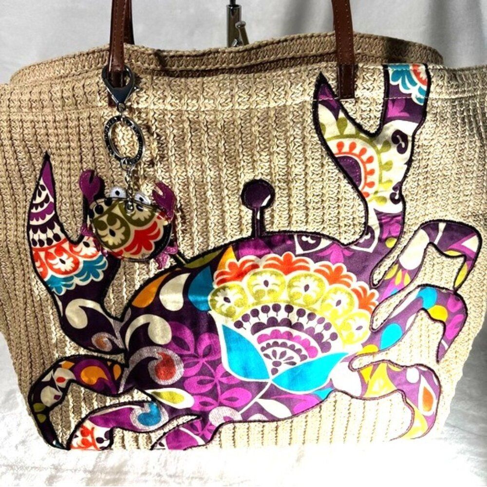 Vera Bradley Tote Purse Shoulder Bag Plum Crazy Crab - Picture 2 of 12